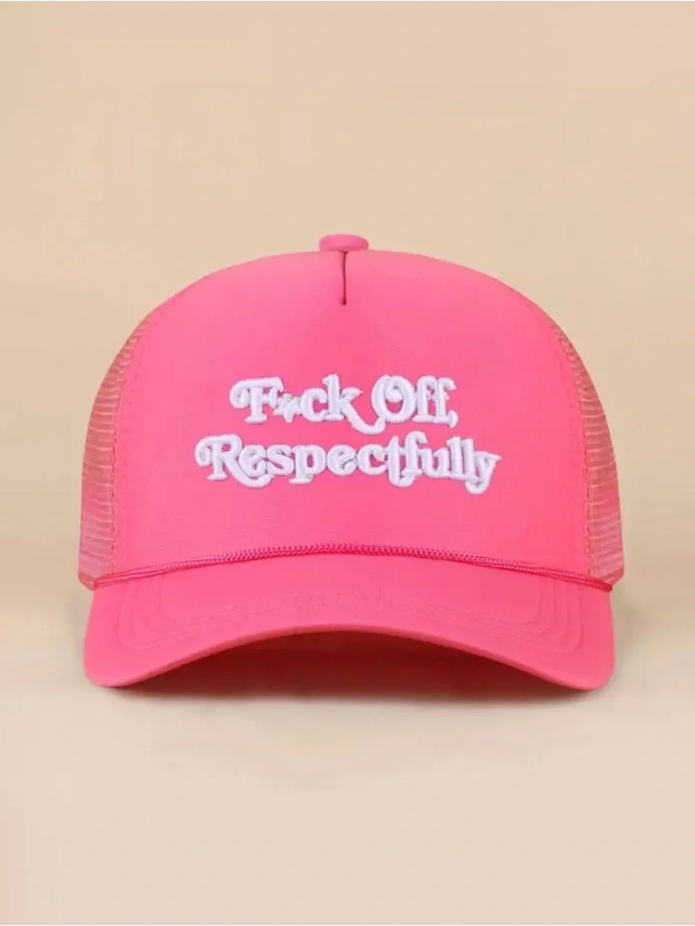 NWT Zenana "F*ck Off, Respectfully" Embroidered Mesh Trucker Hat - HOT PINK💗 - Picture 3 of 6